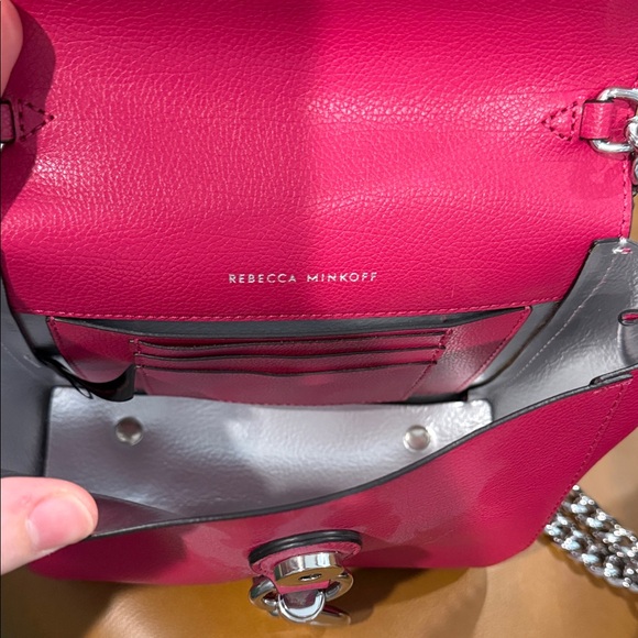 Rebecca Minkoff Fuchsia Leather Crossbody with Silver Chain - Picture 5 of 5